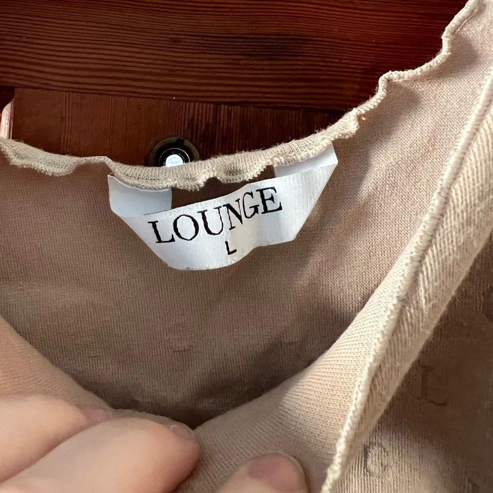 Lounge Logo Knit Crop Top Bralette | Y2K Cozycore Soft Girl Beige | Size L - Picture 2 of 6